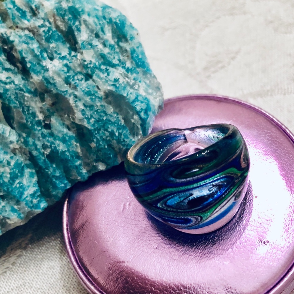 Blue&green glass ring - Picture 6 of 6